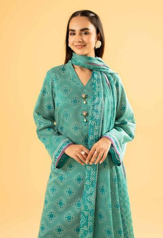 3 Piece Women's Unstitched Lawn Printed Suit