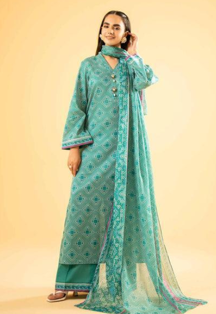 3 Piece Women's Unstitched Lawn Printed Suit