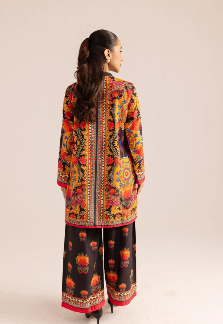 Women's Stitched Printed Shirt and Trouser set - 2 Pcs in Yellow