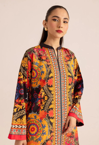 Women's Stitched Printed Shirt and Trouser set - 2 Pcs in Yellow