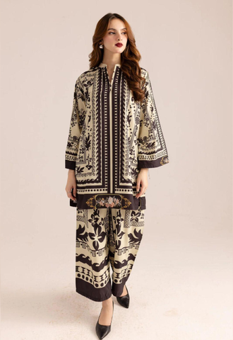 Stylish Women's Stitched Printed Shirt and Trouser Set - 2 Pcs