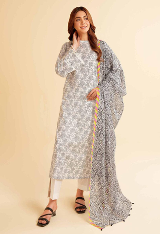 3 Piece Women's Unstitched Lawn Printed Suit